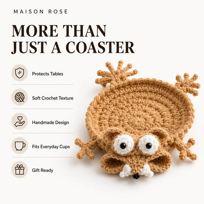 🧶 CozyCritters | 🐾 Hand-Crocheted Animal Coasters for a Touch of Cozy Charm