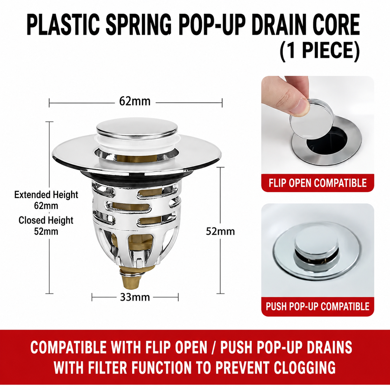 🚰 Universal Pop-Up Sink Drain Filter – Anti-Odor & Anti-Clog