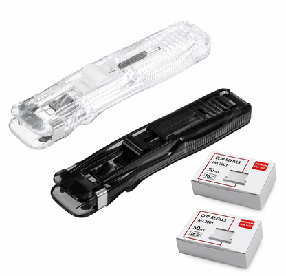 📎 2-Pack Portable Binder Clip Stapler + 100 Clips – Non-Destructive Paper Clamp Dispenser for Office, Home & School 🏫✏️