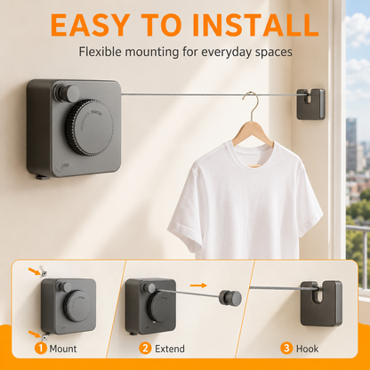 🔥55%OFF TODAY🧺 Retractable Stainless Steel Clothesline – Dry More, Save Space