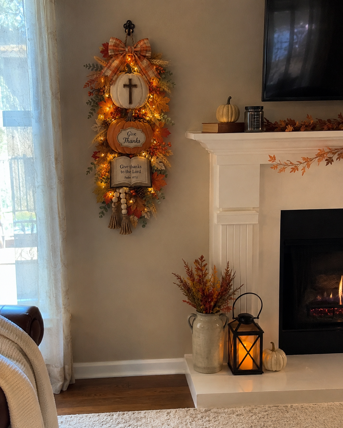 🏡✝️Lighted Christian Fall Wall Hanging