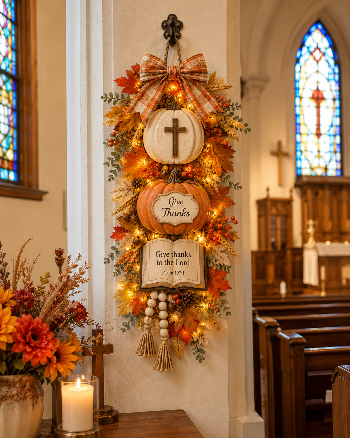 🏡✝️Lighted Christian Fall Wall Hanging