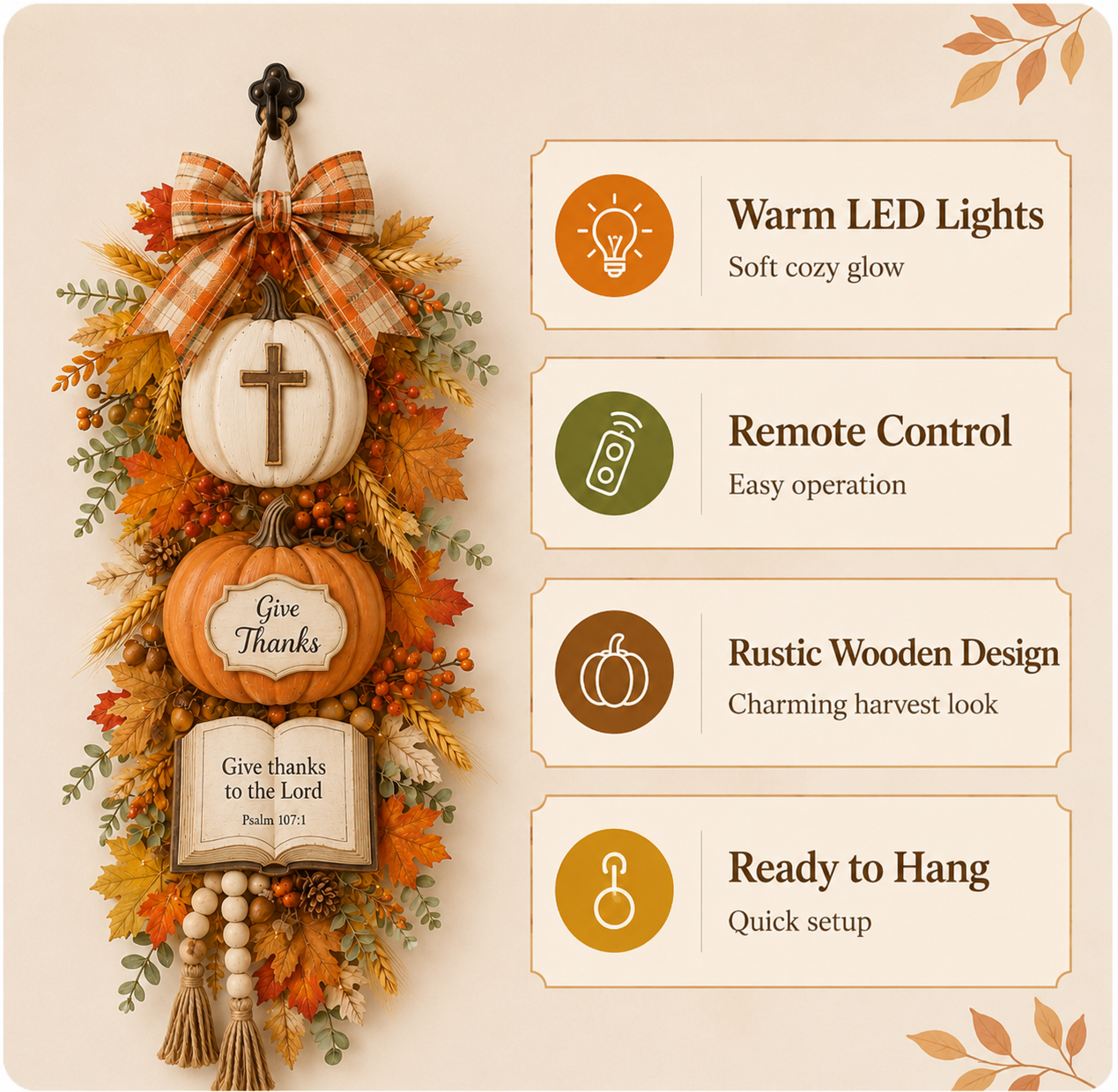 🏡✝️Lighted Christian Fall Wall Hanging