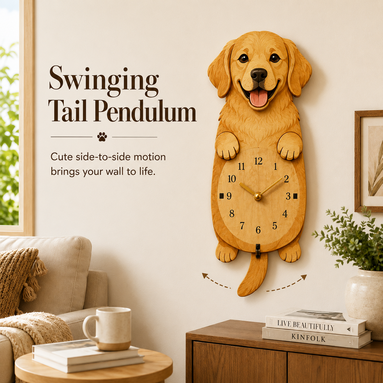 🔥Last Day 50% OFF – Swing Tail Dachshund Wooden Wall Clock 🐶