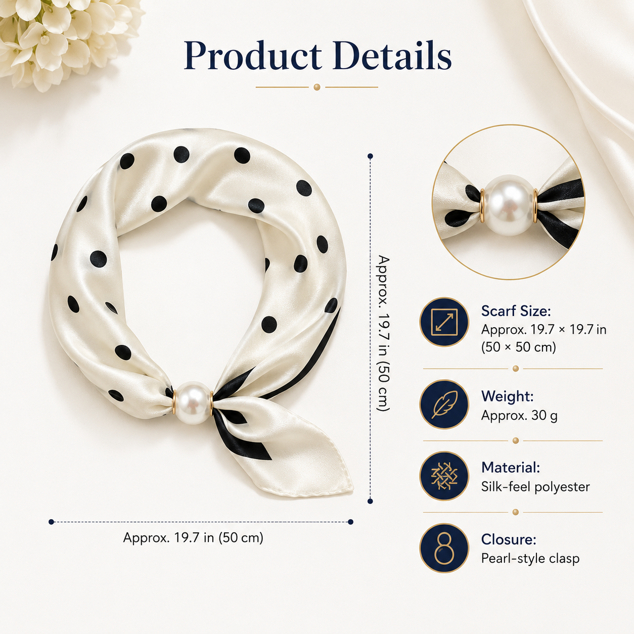 🔥HOT SALE🔥 Pearl Buckle Closure Printed Scarf