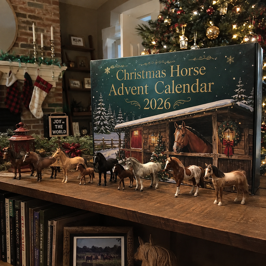 Horse figurines displayed together after Advent