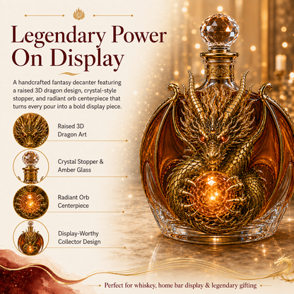 🐉 Dragon Legacy 3D Dragon Decanter & Glass Gift Set | Raised Fantasy Barware, Collector’s Display & Legendary Gift 🎁
