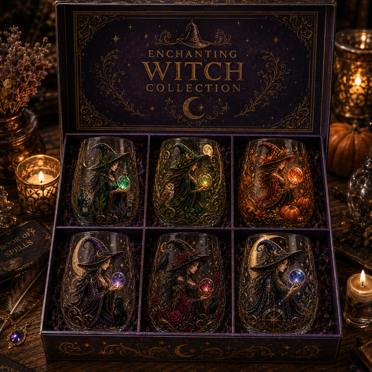 🧙‍♀️🔮 Enchanting Witch Glass Art Cup | Mystical Raised Fantasy Glassware for Wine, Witchy Home Décor & Magical Gifts 🎁