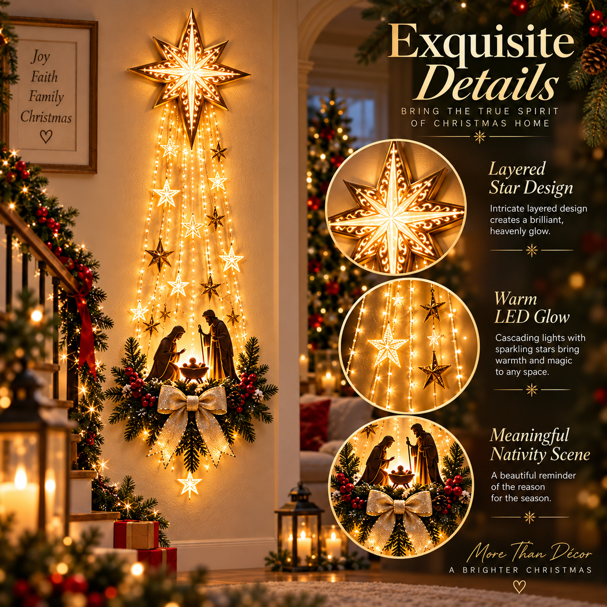 ✨ Star of Bethlehem Christmas Wall Light – Sacred Nativity Home Decor