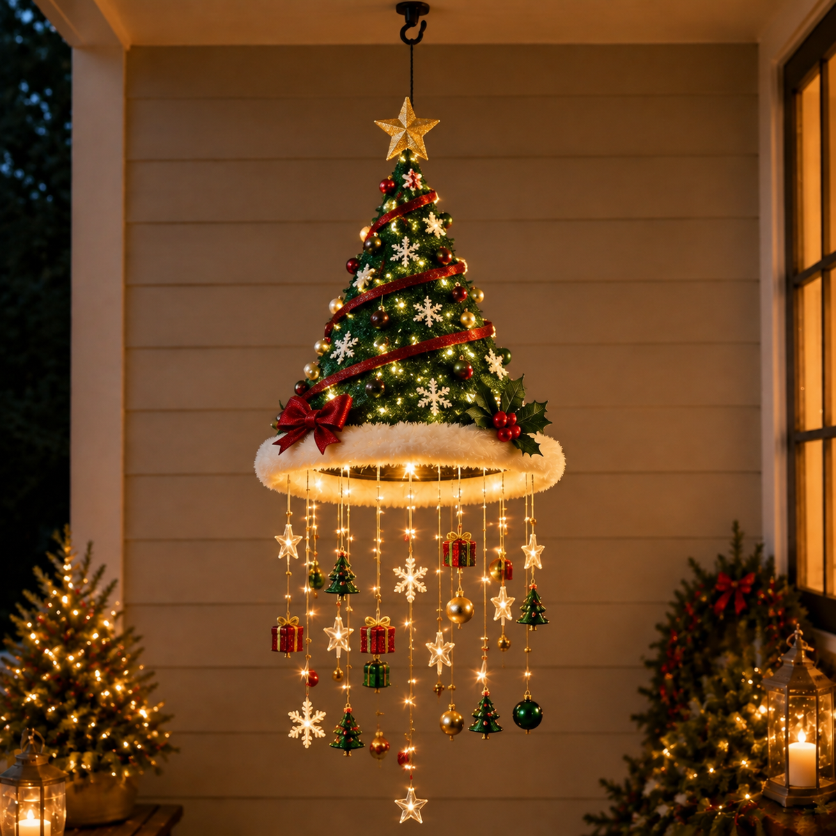 💝LAST DAY 50% OFF🎅 Lighted Santa Hat Hanging Chandelier 🎄 | 5 Styles Warm LED Christmas String Light | Indoor Outdoor Porch Holiday Decor Gift