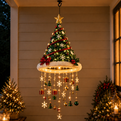 💝LAST DAY 50% OFF🎅 Lighted Santa Hat Hanging Chandelier 🎄 | 5 Styles Warm LED Christmas String Light | Indoor Outdoor Porch Holiday Decor Gift