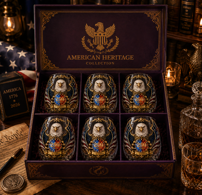 🦅🇺🇸 250 Years American Heritage Eagle Whiskey Glass | 3D Patriotic Decorative Bourbon Glass Art Cup (1776–2026)