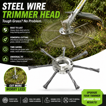 🌿 Steel Wire Trimmer Head – Heavy-Duty Weed Cutting Power ✨