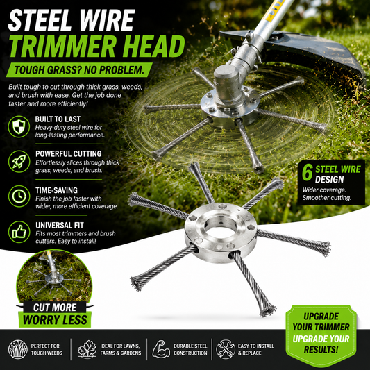 🌿 Steel Wire Trimmer Head – Heavy-Duty Weed Cutting Power ✨