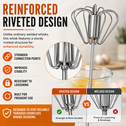 🔥 Hot Sale 50% OFF | 🥣 Stainless Steel Push Whisk | Effortless Mixing for Baking & Cooking