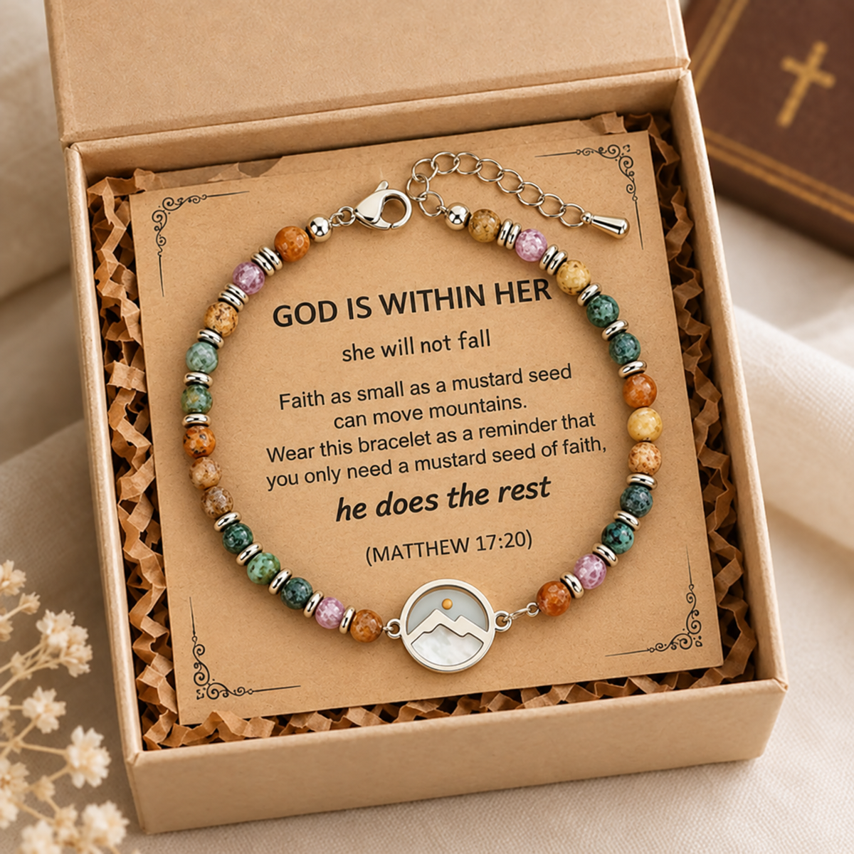 ✝️ Mustard Seed Faith Bracelet – Matthew 17:20 Inspirational Christian Bracelet