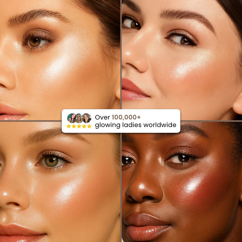 ✨ Glow Draped Highlight & Blush Palette 💕 – Four Dreamy Shades for a Fresh, Radiant Glow 🌸💫