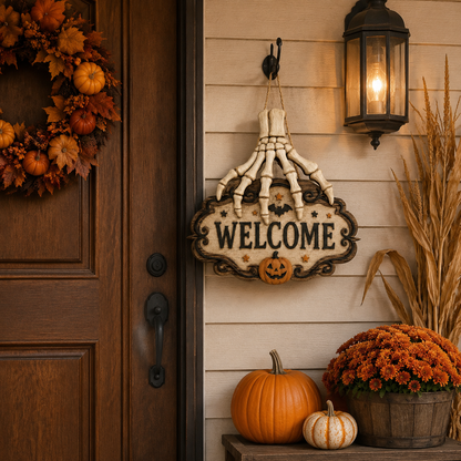 🎃🦇 50% Off Now - Halloween Skeleton Hand Welcome Hanging Sign