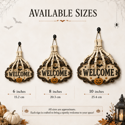 🎃🦇 50% Off Now - Halloween Skeleton Hand Welcome Hanging Sign