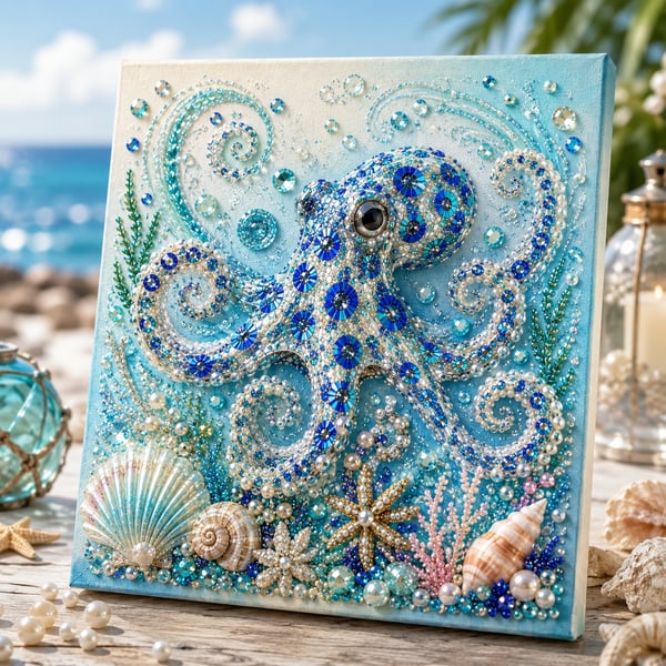 🌊🔥 Last Day Big Sale - 🌊✨ Ocean Theme Pearl Art DIY Kit – Relaxing DIY Craft to Create Stunning Coastal Artwork