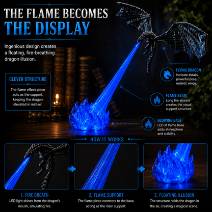🔥 HOT DEAL 55% OFF🐉 Glowing Dragon Bookend with LED Flame Effect