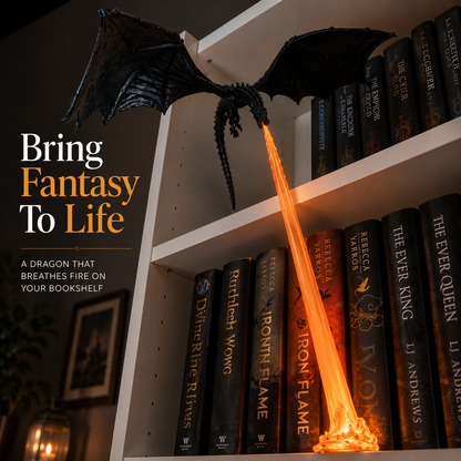 🔥 HOT DEAL 55% OFF🐉 Glowing Dragon Bookend with LED Flame Effect
