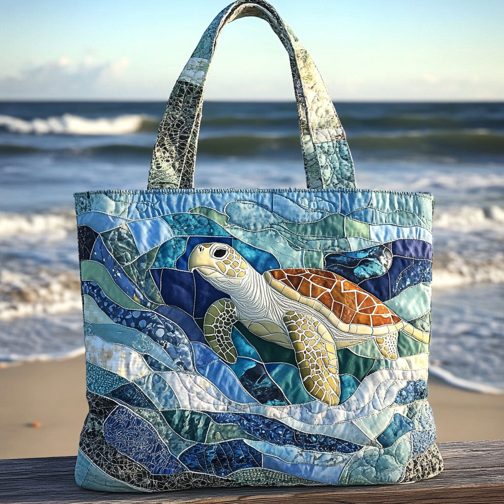 🐢 49% OFF Today | Turtle Quilted Tote Bag ✨ Lightweight Shoulder Bag with Coastal Charm