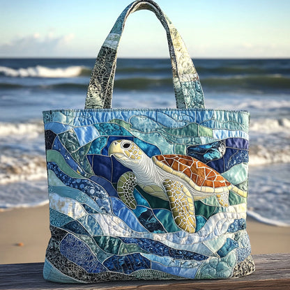 🐢 49% OFF Today | Turtle Quilted Tote Bag ✨ Lightweight Shoulder Bag with Coastal Charm