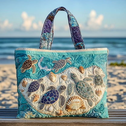 🐢 49% OFF Today | Turtle Quilted Tote Bag ✨ Lightweight Shoulder Bag with Coastal Charm