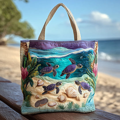 🐢 49% OFF Today | Turtle Quilted Tote Bag ✨ Lightweight Shoulder Bag with Coastal Charm