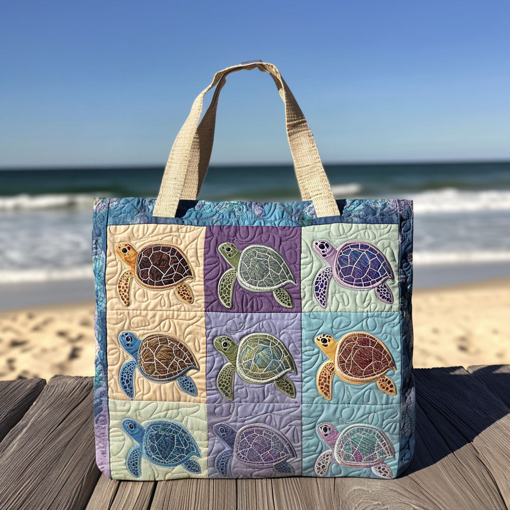 🐢 49% OFF Today | Turtle Quilted Tote Bag ✨ Lightweight Shoulder Bag with Coastal Charm