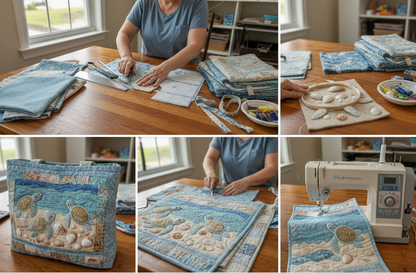 🐢 49% OFF Today | Turtle Quilted Tote Bag ✨ Lightweight Shoulder Bag with Coastal Charm