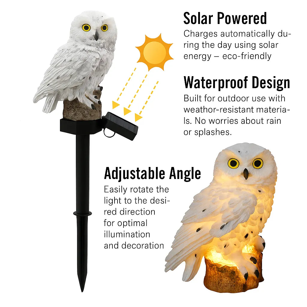 🦉🌙 Solar Owl LED Garden Light – Waterproof Outdoor Accent Lighting