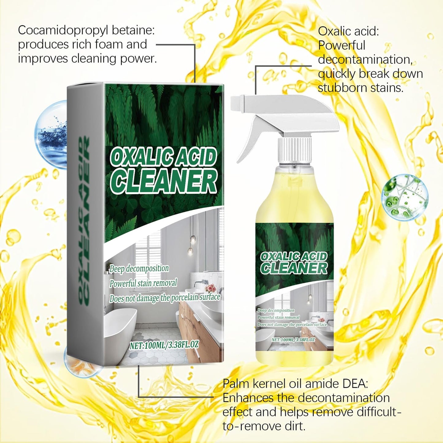 ✨✨ Buy 3 Free 2 - 🚽 Oxalic Acid Cleaner, Multipurpose Stain Remover Spray for Bathroom