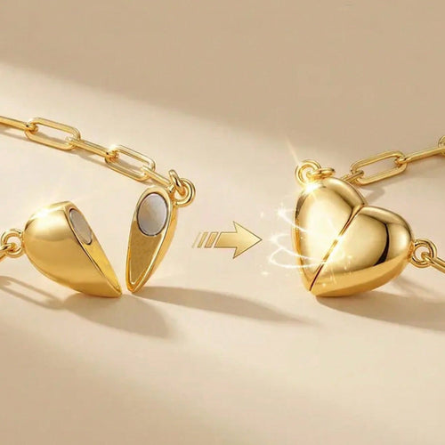 🌹❤️ Magnetic Heart Necklace — Elegant Stainless Steel Statement Jewelry