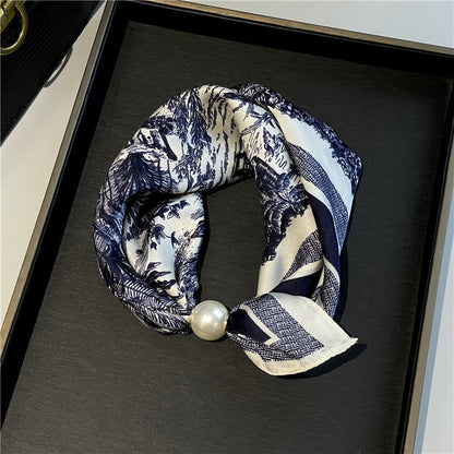 🔥HOT SALE🔥 Pearl Buckle Closure Printed Scarf