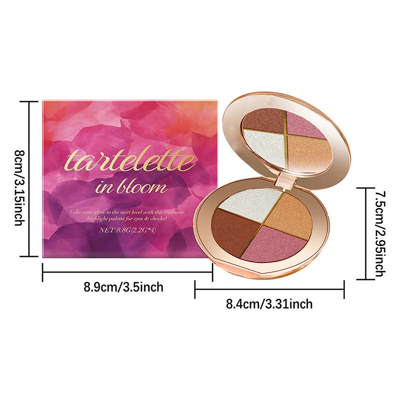 ✨ Glow Draped Highlight & Blush Palette 💕 – Four Dreamy Shades for a Fresh, Radiant Glow 🌸💫