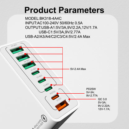 🔥🔥8 in 1 Waterproof Ports USB Fast Charger