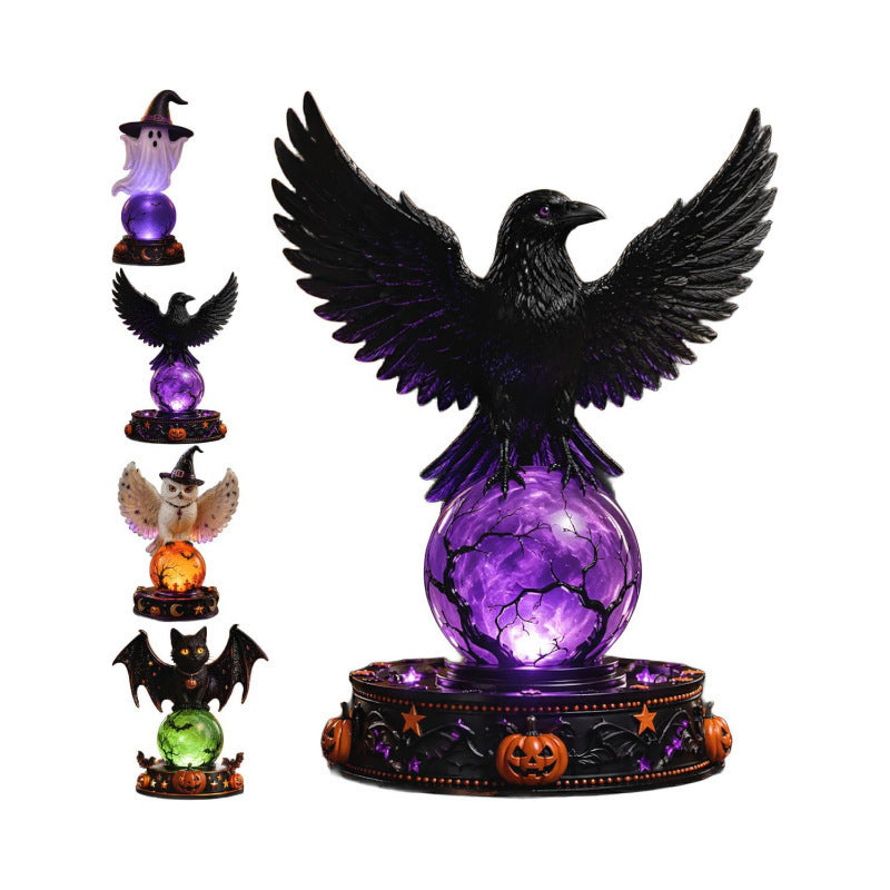 🔥 Last Day 49% OFF 🎃 Halloween Raven Crystal Ball Lighted Decor 👻