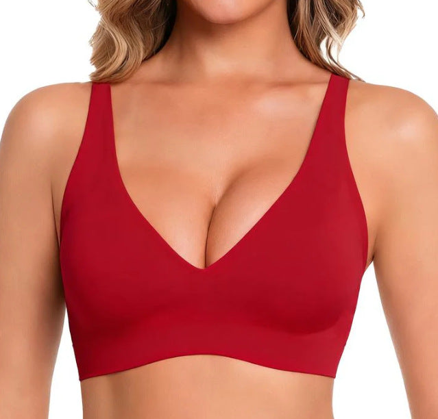 💗Summer Hot Sale⚡50K+ SOLD💕 Jelly Wireless Womens Comfortable Wireless Bras Push Up Bralettes Seamless Tshirts Bras Deep V Everyday Bras
