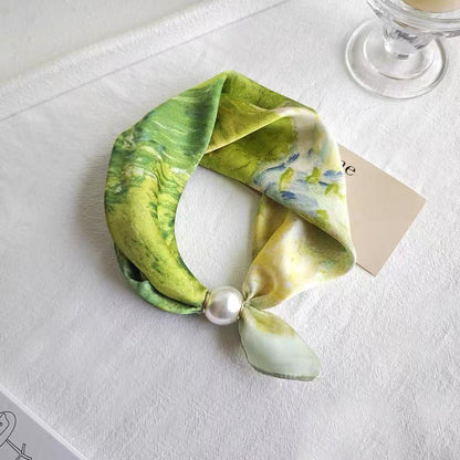 🔥HOT SALE🔥 Pearl Buckle Closure Printed Scarf