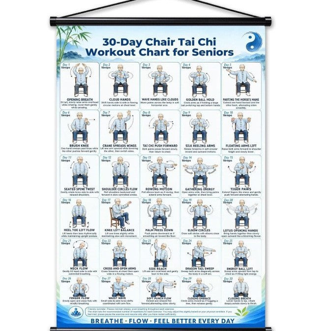 🔥Tai Chi Chair Workout Chart for Seniors (16 x 24 inches)