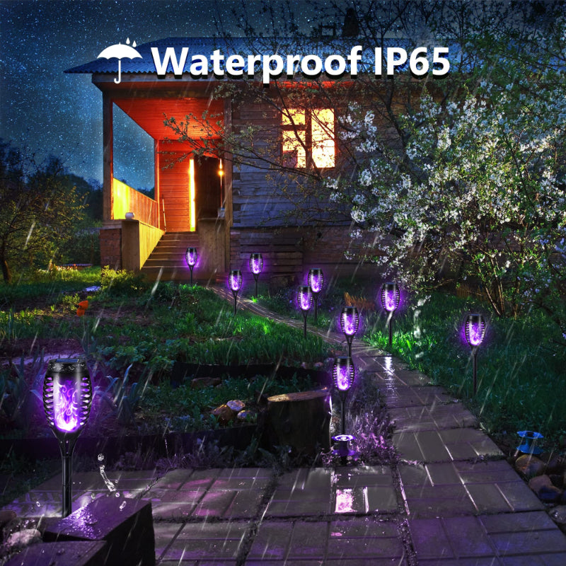 Halloween Outdoor Solar Flickering Flame Torch Lights Waterproof Garden Yard Pathway Decor
