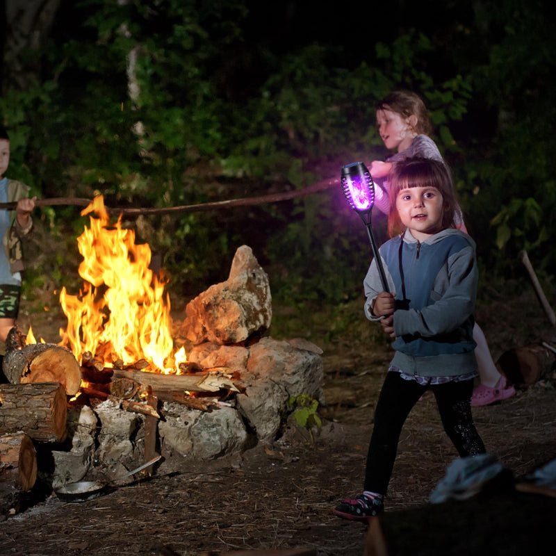 Halloween Outdoor Solar Flickering Flame Torch Lights Waterproof Garden Yard Pathway Decor