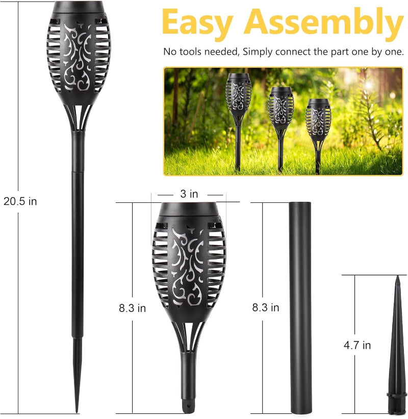 Halloween Outdoor Solar Flickering Flame Torch Lights Waterproof Garden Yard Pathway Decor