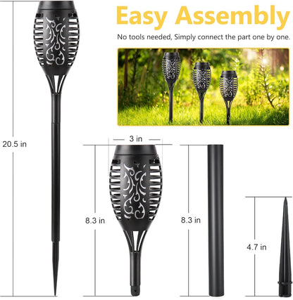 Halloween Outdoor Solar Flickering Flame Torch Lights Waterproof Garden Yard Pathway Decor