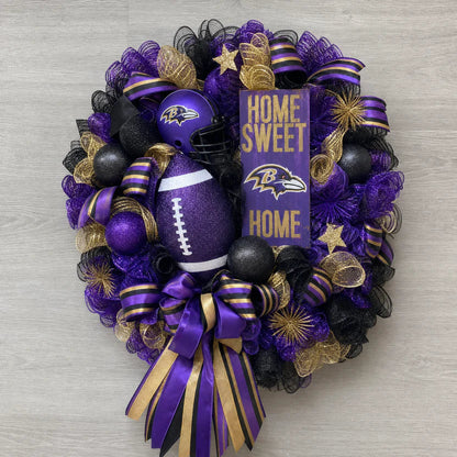 Football Team Handcrafted Wreath for Game-Day Front Door Decor