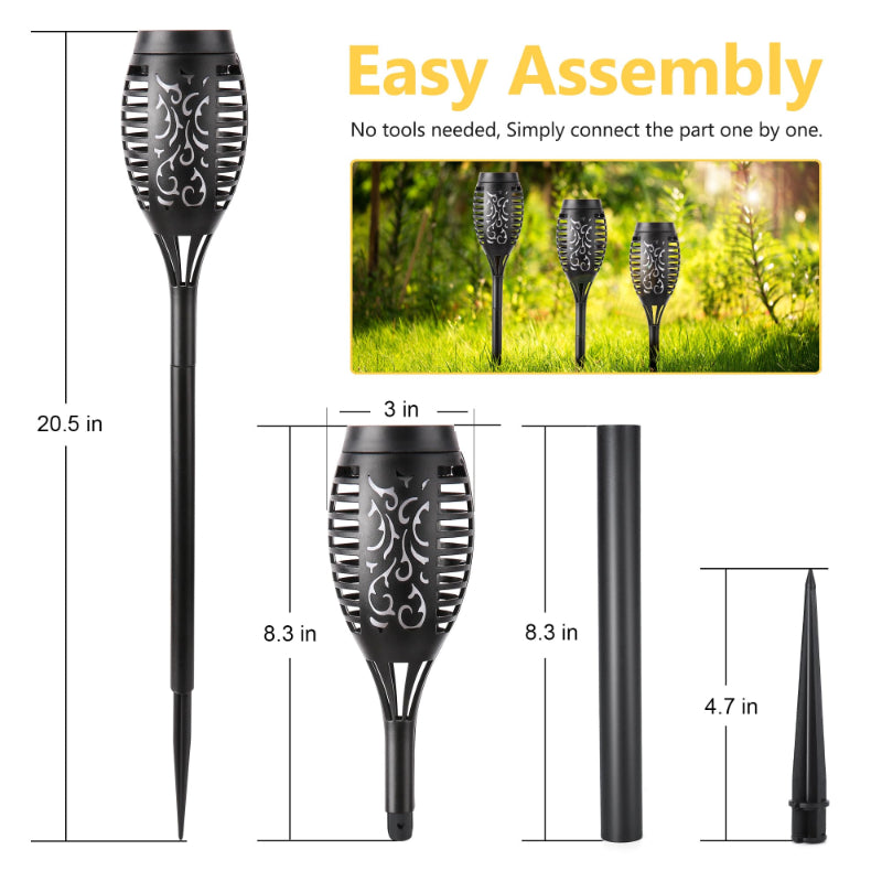 Halloween Outdoor Solar Flickering Flame Torch Lights Waterproof Garden Yard Pathway Decor
