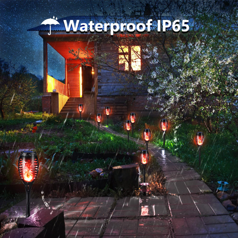 Halloween Outdoor Solar Flickering Flame Torch Lights Waterproof Garden Yard Pathway Decor