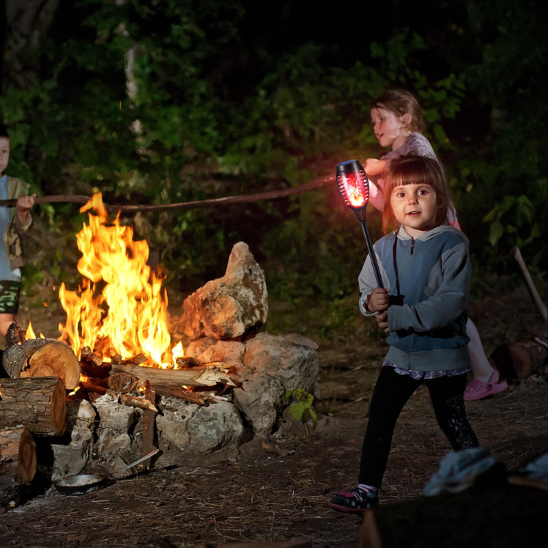 Halloween Outdoor Solar Flickering Flame Torch Lights Waterproof Garden Yard Pathway Decor